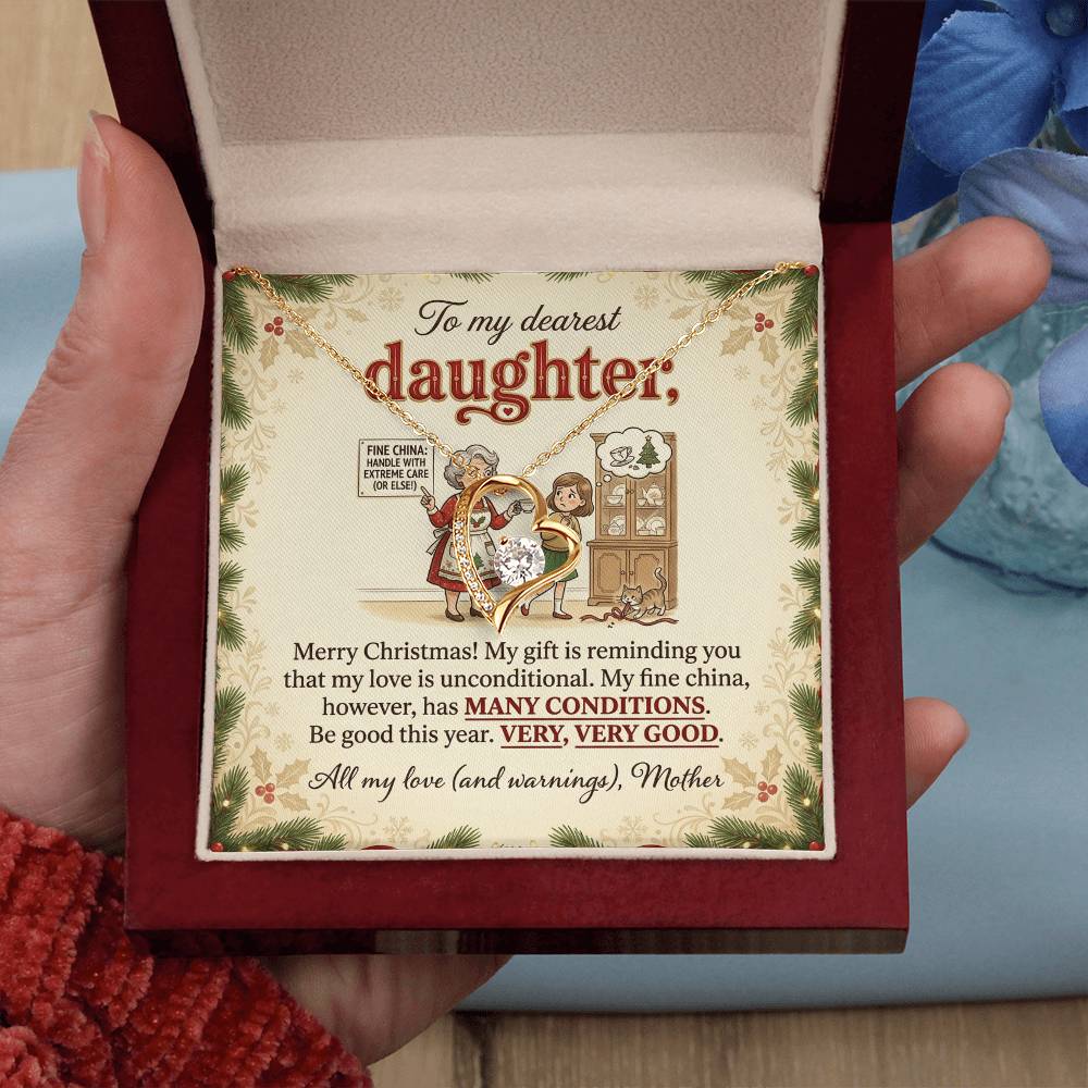 To My Daughter Necklace From Mother, Funny Christmas Gift for Daughter, Mother Daughter Holiday Gift - Love Knot Necklace-LKN91830