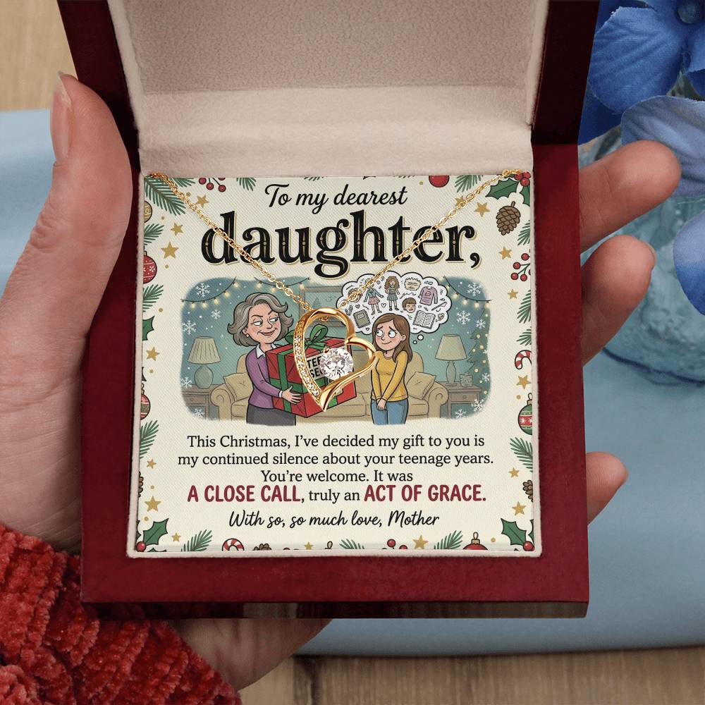 To My Daughter Necklace From Mother, Funny Christmas Gift for Daughter, Sentimental Teenage Years Present, Love Knot Necklace-LKN81682