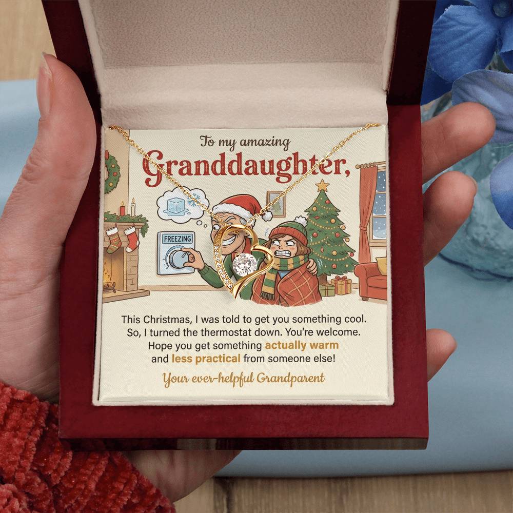 To My Granddaughter Necklace From Grandparent, Funny Christmas Gift, Xmas Present for Granddaughter, Holiday Gift Idea - Love Knot Necklace-LKN60839