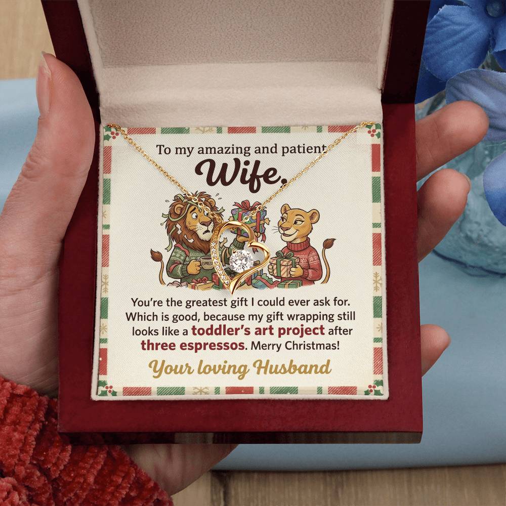 To My Wife Necklace From Husband, Funny Christmas Gift for Wife, Xmas Present, Love Knot Necklace-LKN48894