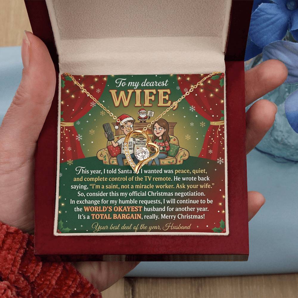 To My Wife Necklace From Husband, Funny Christmas Gift Idea, Holiday Present for Her - Love Knot Necklace-LKN30710