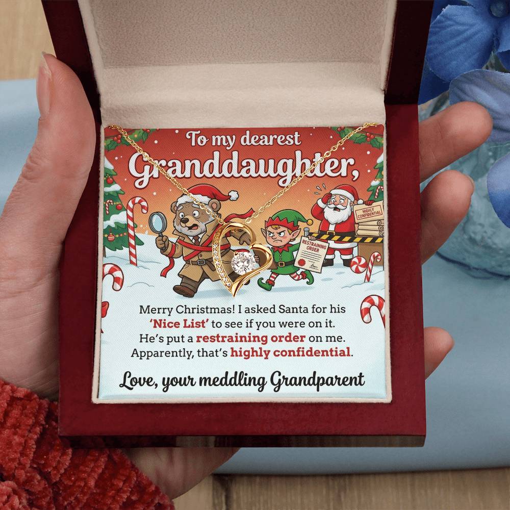 To My Granddaughter Necklace From Grandparent, Funny Christmas Gift, Humorous Holiday Present For Granddaughter - Love Knot Necklace-LKN91321