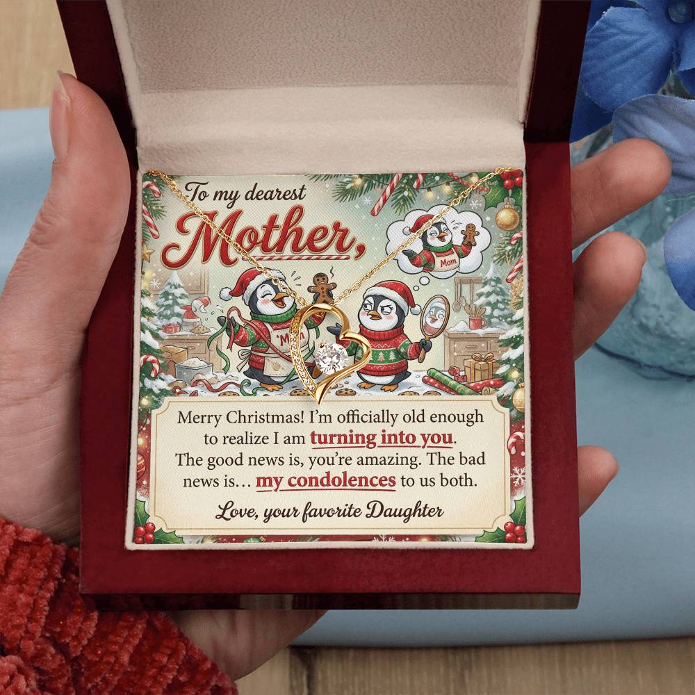 To My Mother Necklace From Daughter, Funny Christmas Gift For Mom, Mom Birthday Gift, Turning Into You - Love Knot Necklace-LKN95163