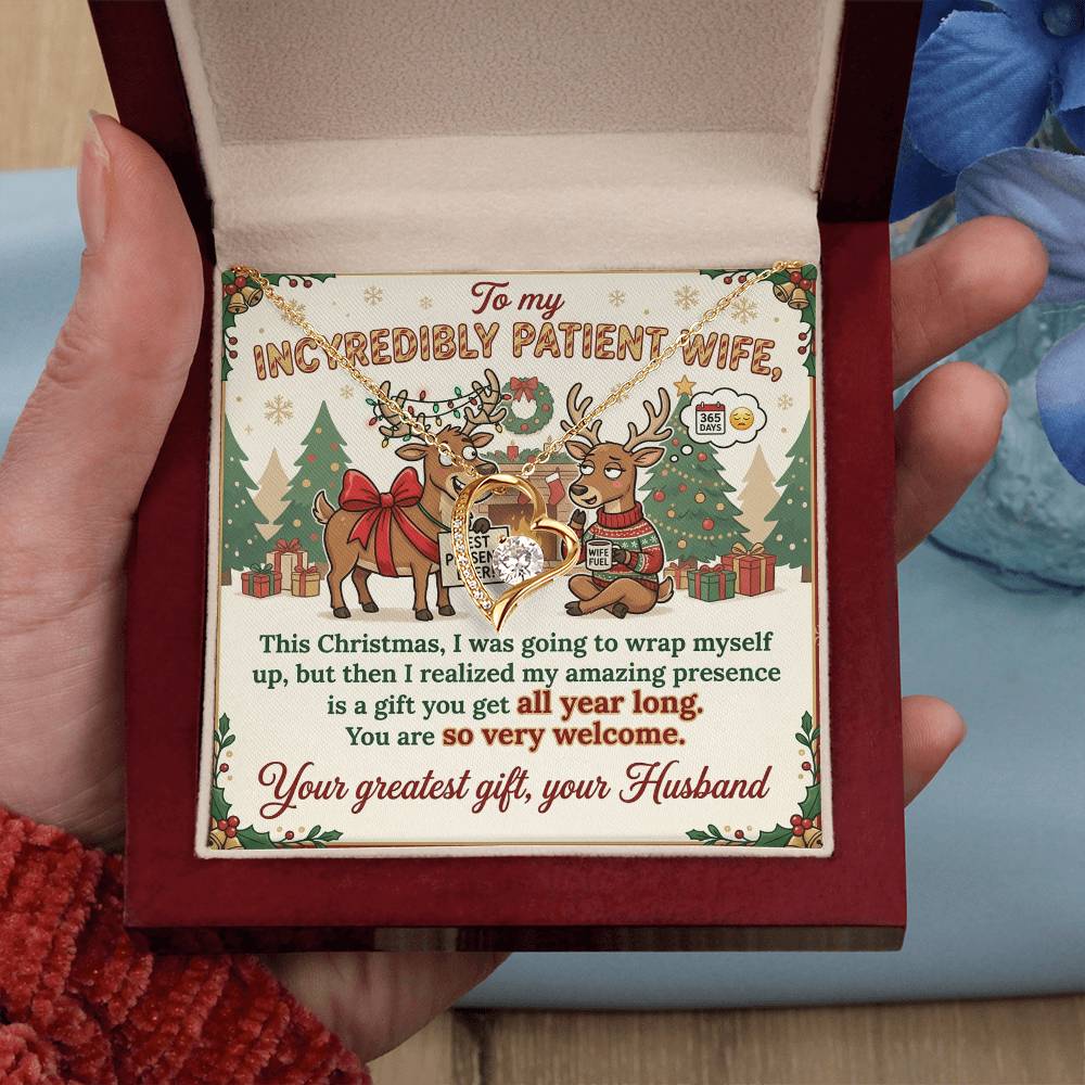 To My Wife Necklace From Husband, Funny Christmas Gift, Humorous Xmas Present for Her, Love Knot Necklace-LKN57871