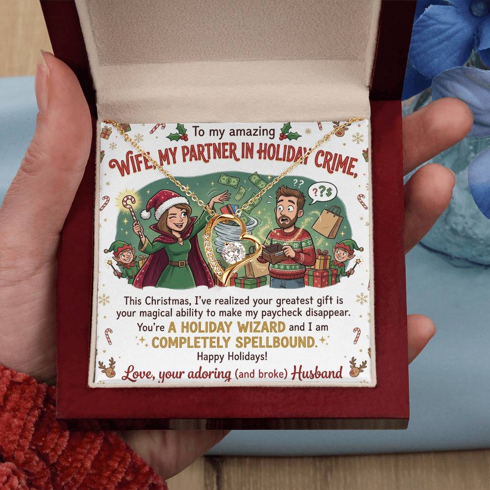 To My Wife Necklace From Husband, Funny Christmas Gift, Holiday Present for Her, My Partner in Crime - Love Knot Necklace-LKN24972