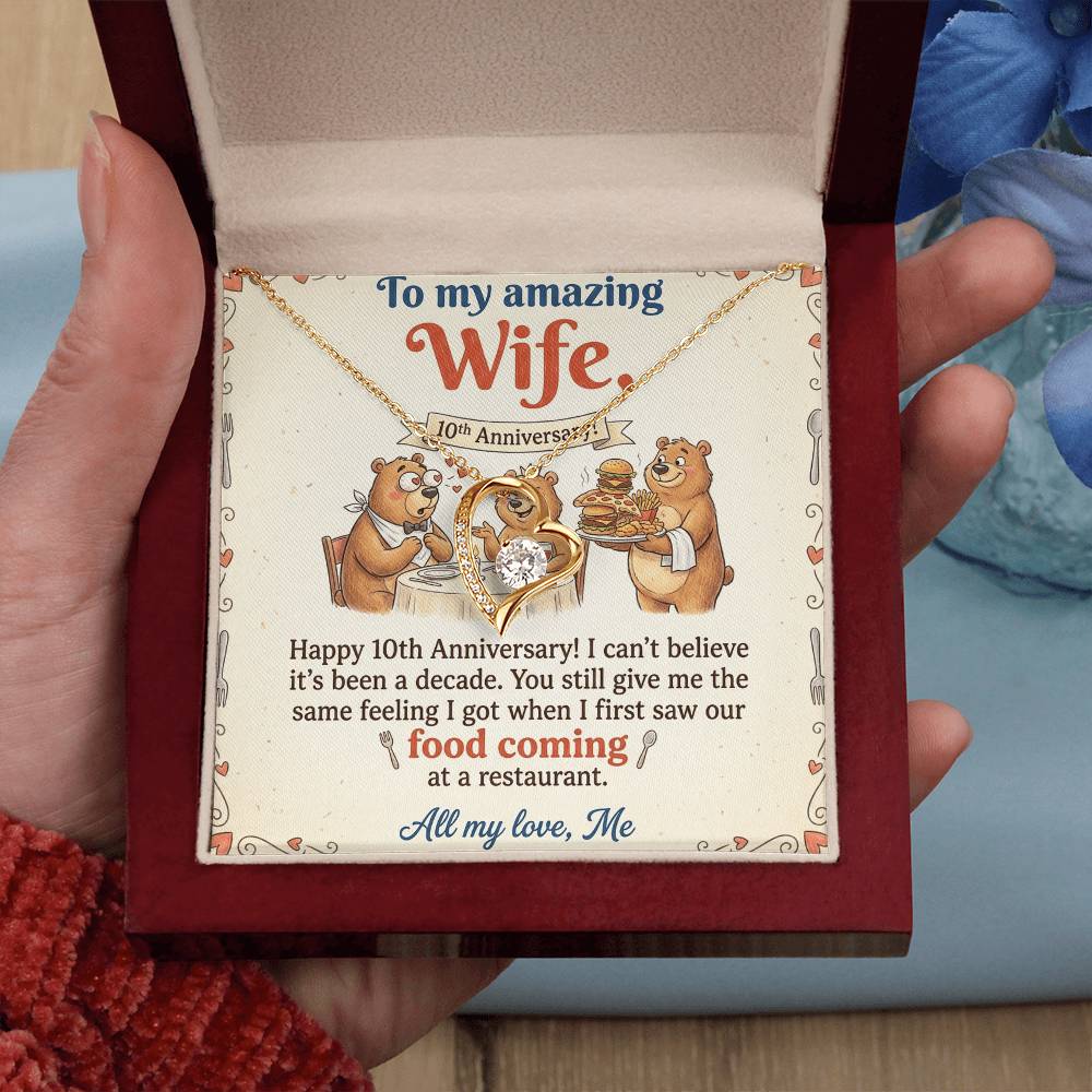 To My Wife Necklace From Husband, Happy 10th Anniversary Gift, Funny Gift For Her - Love Knot Necklace-LKN14367