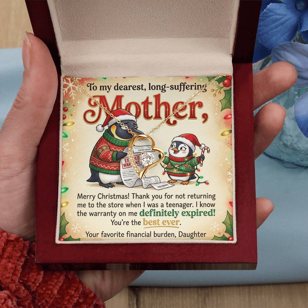 To My Mother Necklace From Daughter, Funny Christmas Gift For Mom, Birthday Present, Best Mom Ever Gift - Love Knot Necklace-LKN75077