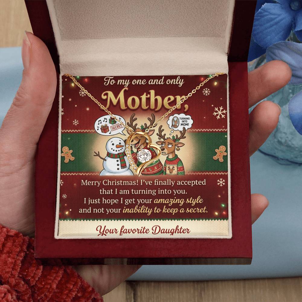 To My Mother Necklace From Daughter, Funny Christmas Gift for Mom, Holiday Present - Love Knot Necklace-LKN61833