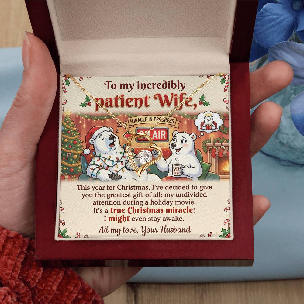 To My Patient Wife Necklace From Husband, Funny Christmas Gift, Holiday Present for Her - Love Knot Necklace-LKN52468