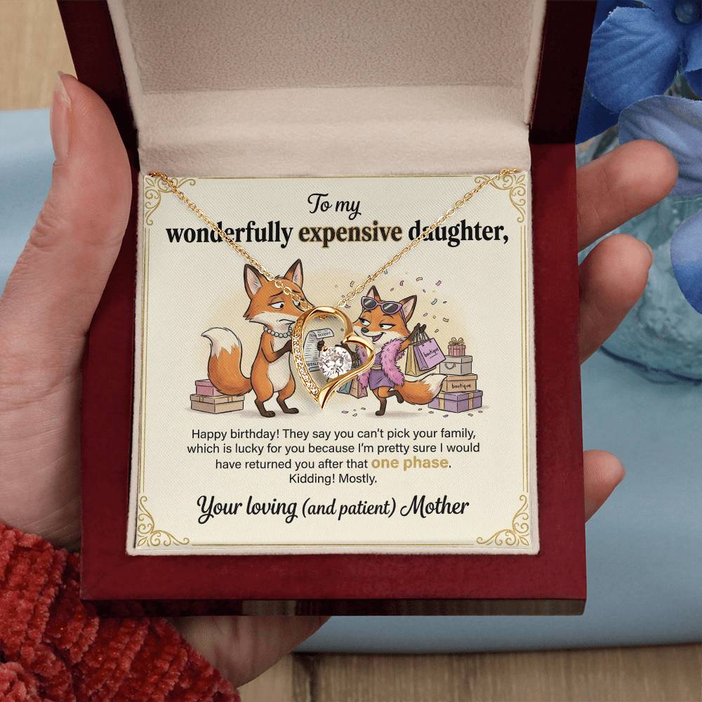 To My Daughter Necklace From Mother, Funny Birthday Gift for Daughter, Gift From Mom, Happy Birthday Daughter - Love Knot Necklace-LKN57856