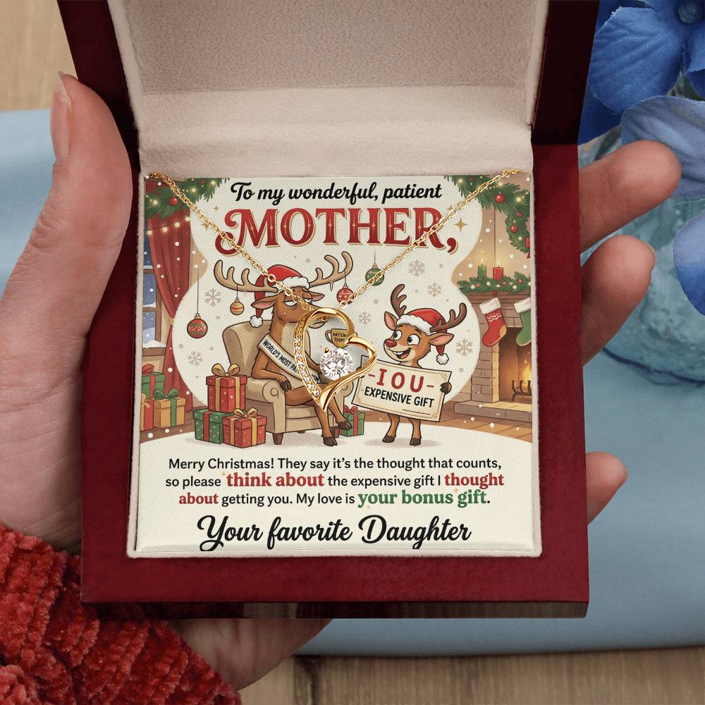 To My Mother Necklace From Daughter, Funny Christmas Gift For Mom, Birthday Present, Mother Daughter Gift, Love Knot Necklace-LKN13045