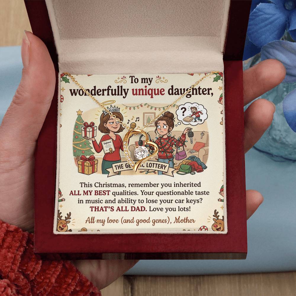 To My Daughter Necklace From Mother, Funny Christmas Gift For Daughter From Mom, Unique Birthday Gift - Love Knot Necklace-LKN19665