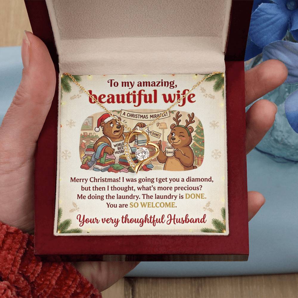 To My Wife Necklace From Husband, Funny Christmas Gift For Her, Humorous Holiday Present - Love Knot Necklace-LKN90290