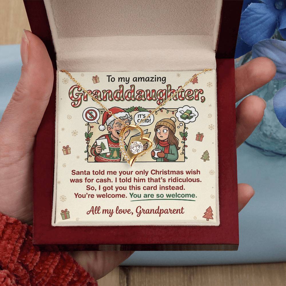 To My Granddaughter Necklace From Grandparent - Funny Christmas Gift for Her, Xmas Gift Idea from Grandparents, Love Knot Necklace-LKN20224