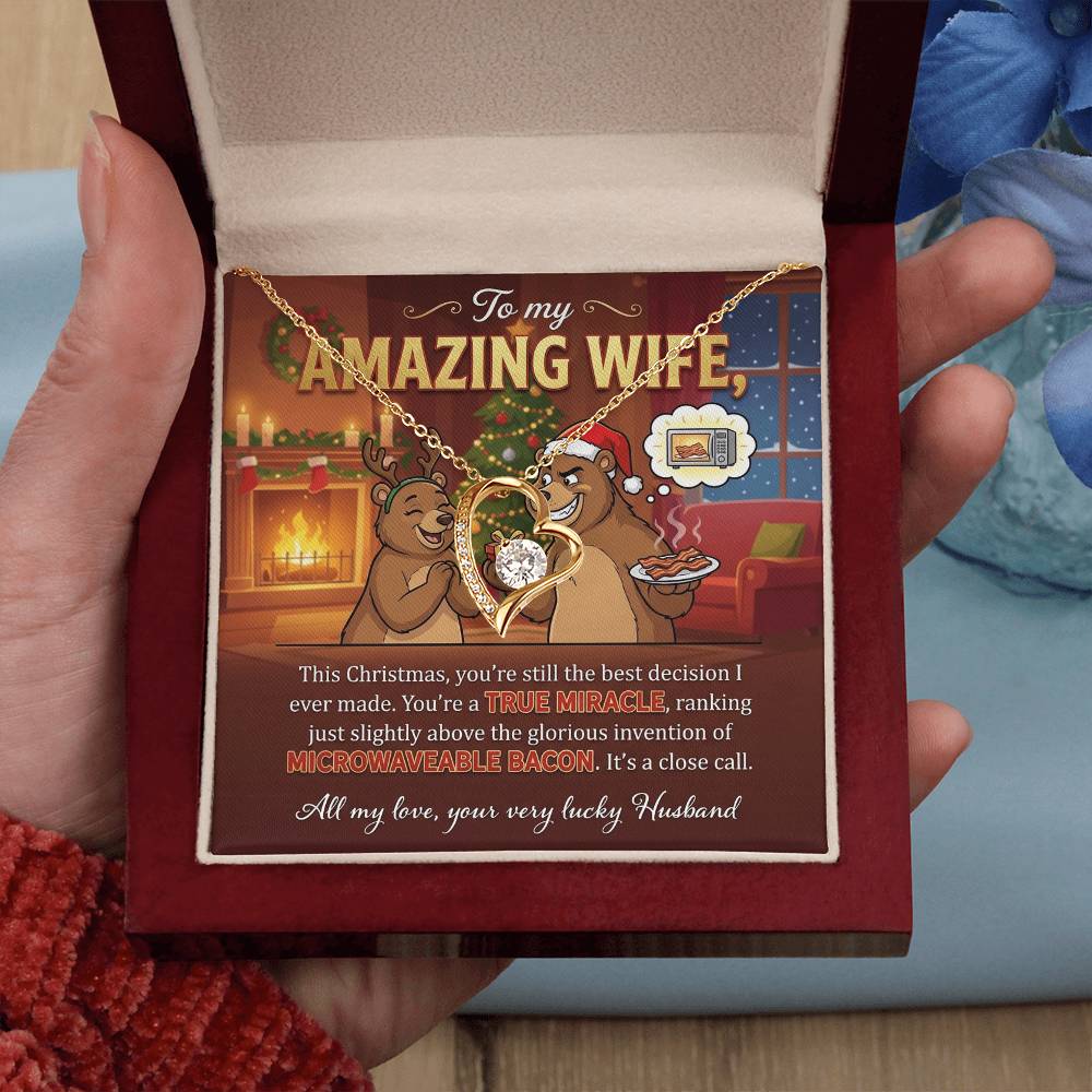 To My Wife Necklace From Husband, Funny Christmas Gift for Her, Holiday Gift, Love Knot Necklace-LKN25037