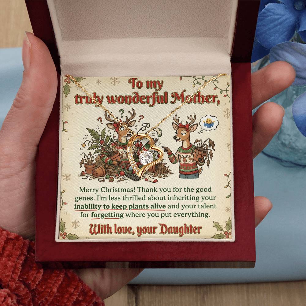 To My Mother Necklace From Daughter, Funny Christmas Gift For Mom, Xmas Present For Her, Love Knot Necklace-LKN53783