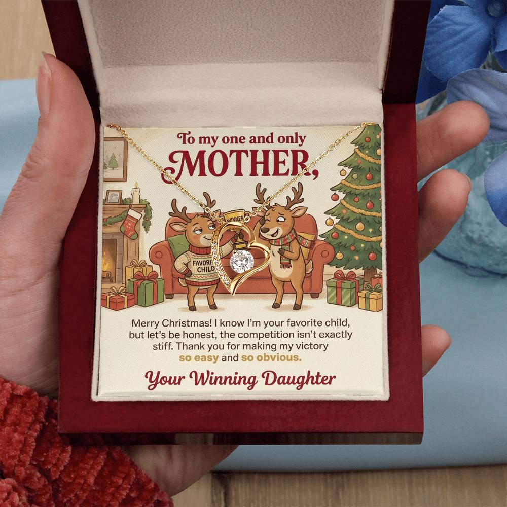 To My Mother Necklace From Daughter, Funny Favorite Child Christmas Gift, Xmas Present for Mom - Love Knot Necklace-LKN75523
