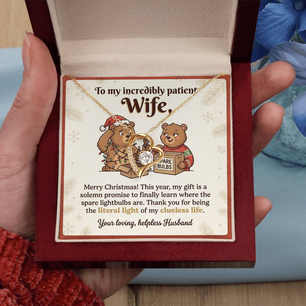 To My Wife Necklace From Husband, Funny Christmas Gift for Wife, Holiday Gift Idea - Love Knot Necklace-LKN26651