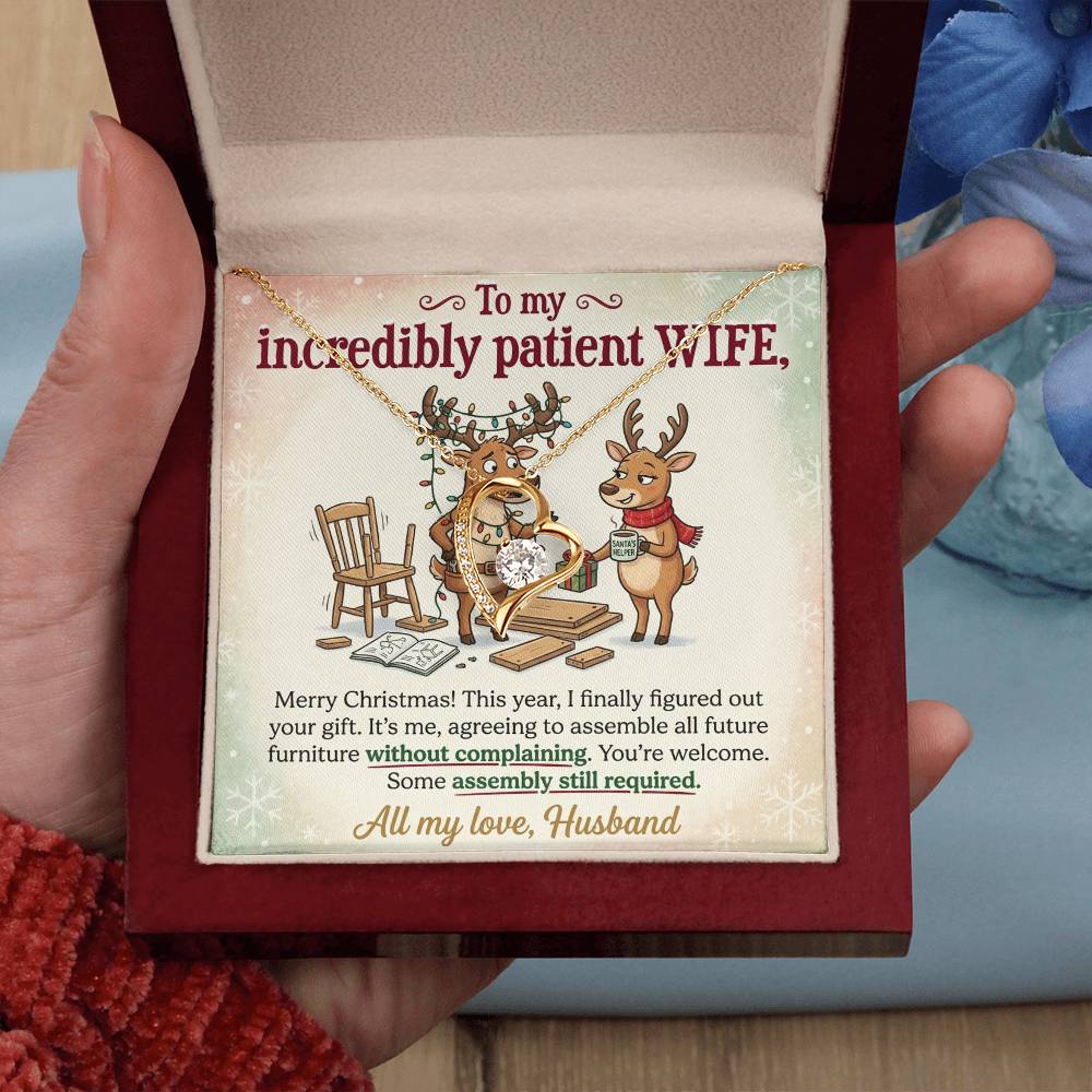 To My Wife Necklace From Husband, Funny Christmas Gift for Her, Holiday Present, Love Knot Necklace-LKN92019