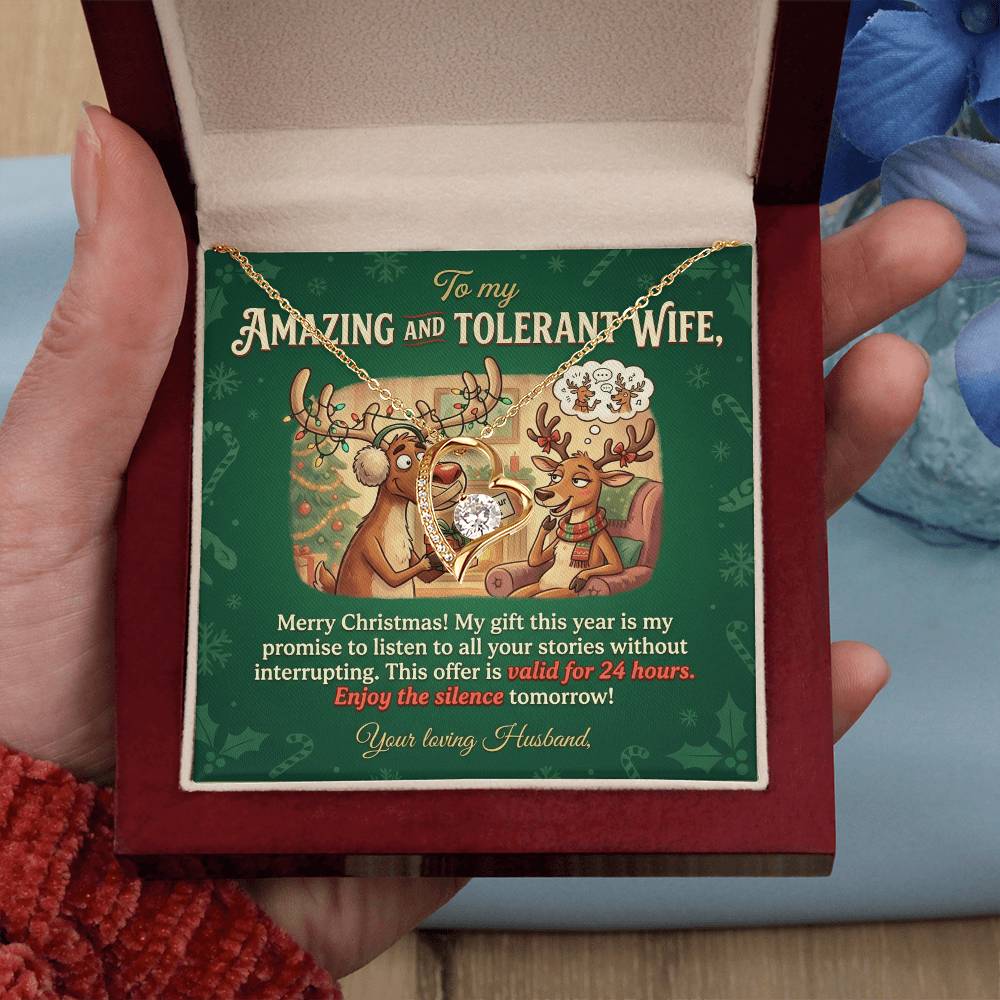 To My Wife Necklace From Husband, Funny Christmas Gift, Holiday Present for Her, Amazing Wife Gift - Love Knot Necklace-LKN39938