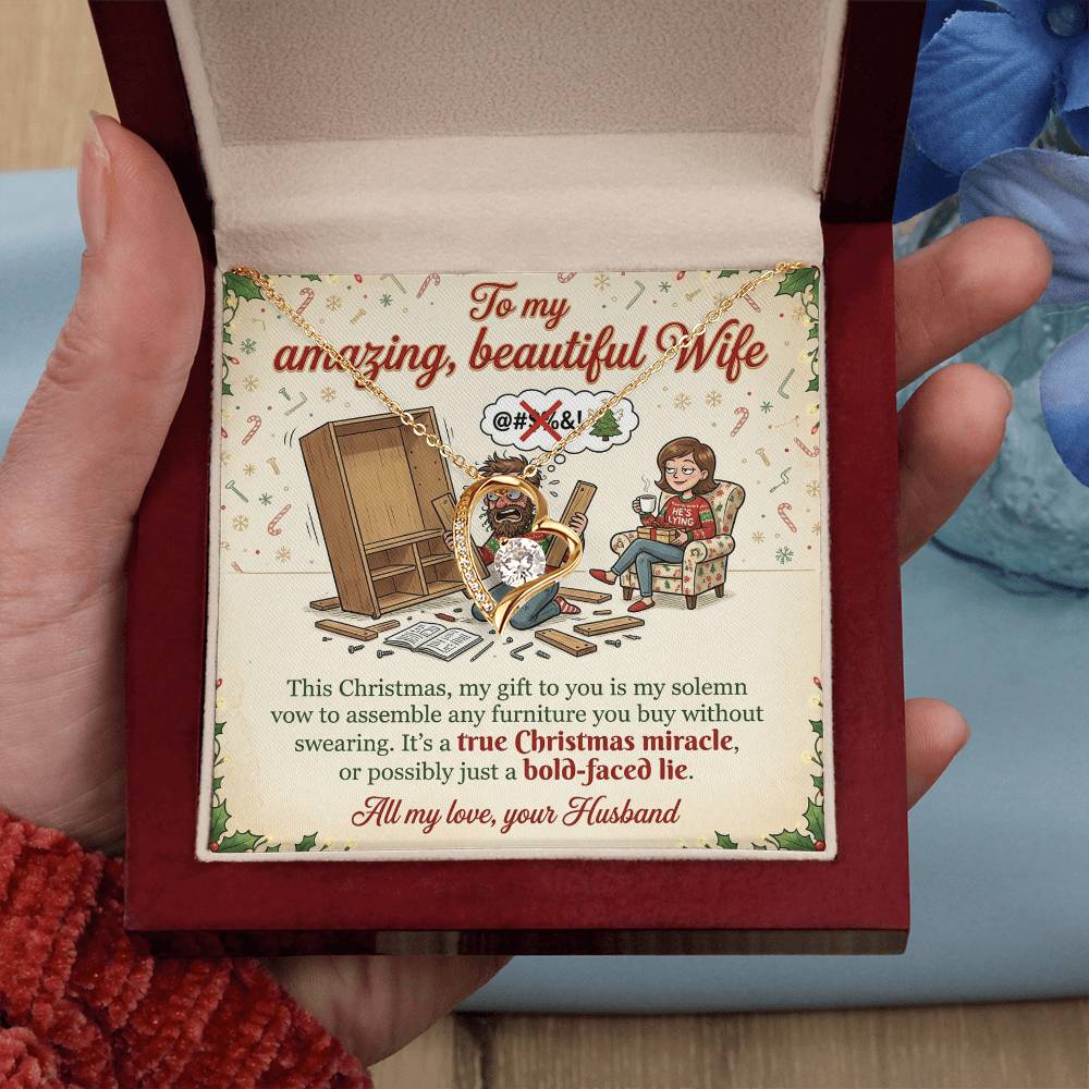 To My Wife Necklace From Husband, Funny Christmas Gift, Holiday Present for Her - Love Knot Necklace-LKN45614