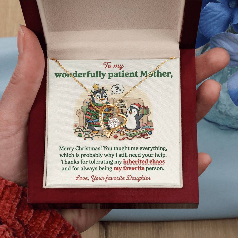 To My Mother Necklace From Daughter, Funny Christmas Gift For Mom, Holiday Present For Mother - Love Knot Necklace-LKN16282