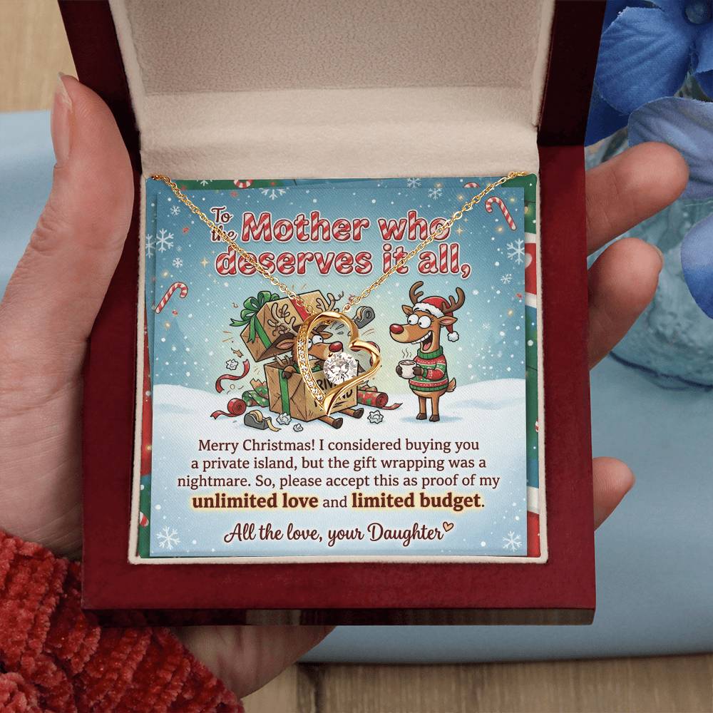 To My Mother Necklace From Daughter, Funny Christmas Gift For Mom, Mother Daughter Christmas Present, Love Knot Necklace-LKN43258