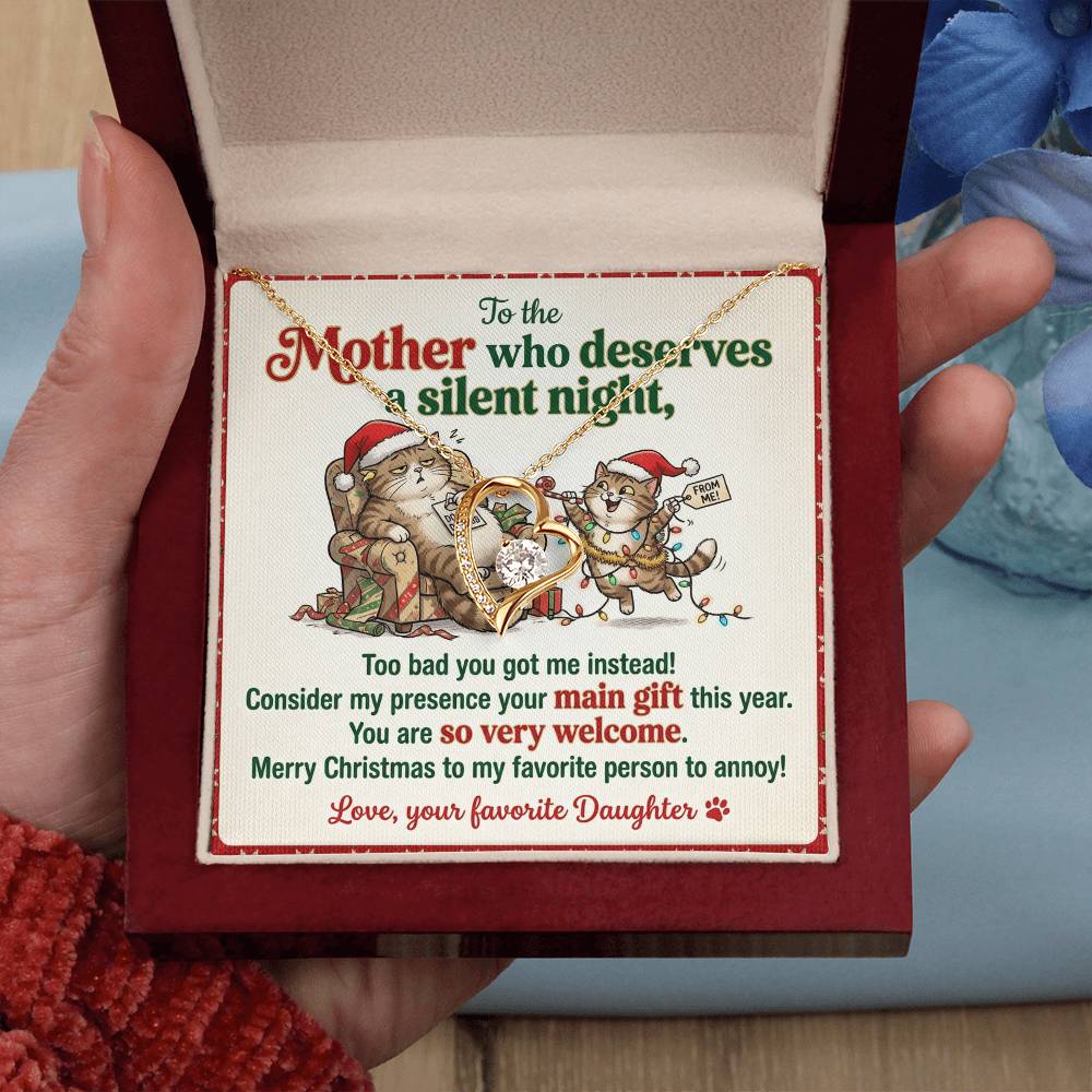 To My Mother Necklace From Daughter, Funny Christmas Gift for Mom, Mom Birthday Gift From Annoying Daughter - Love Knot Necklace-LKN58963