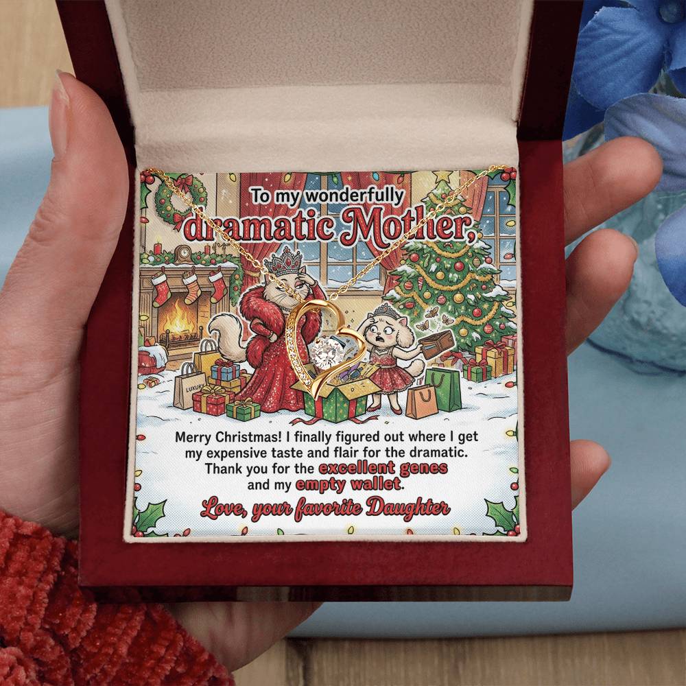 To My Mother Necklace From Daughter, Funny Christmas Gift for Mom, Humorous Holiday Gift, Love Knot Necklace-LKN75094