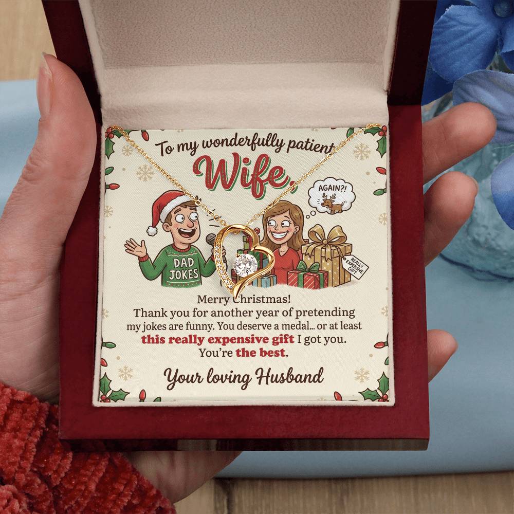 To My Wife Necklace From Husband, Funny Merry Christmas Gift, Sentimental Jewelry For Her, Love Knot Necklace-LKN19414