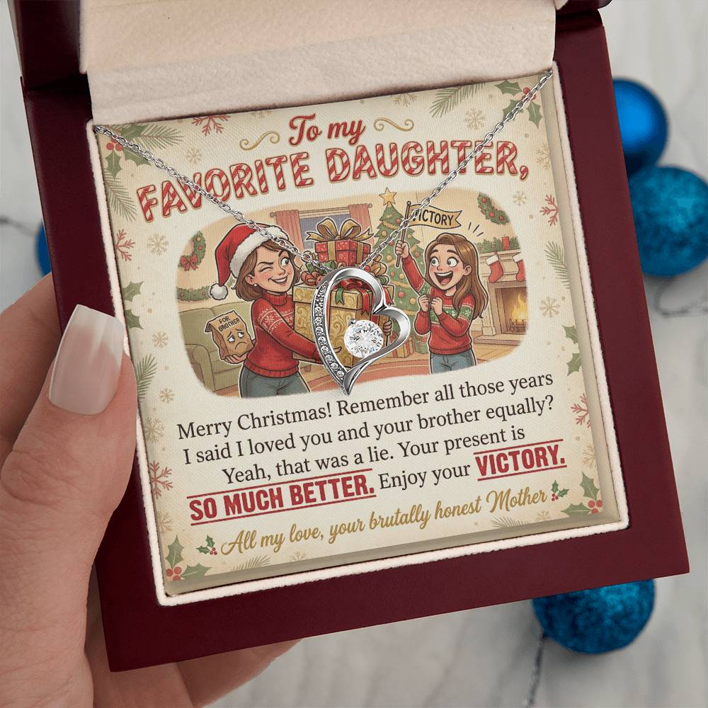 To My Daughter Necklace From Mother, Funny Christmas Gift For Favorite Daughter, Sibling Rivalry Gift - Love Knot Necklace-LKN41004