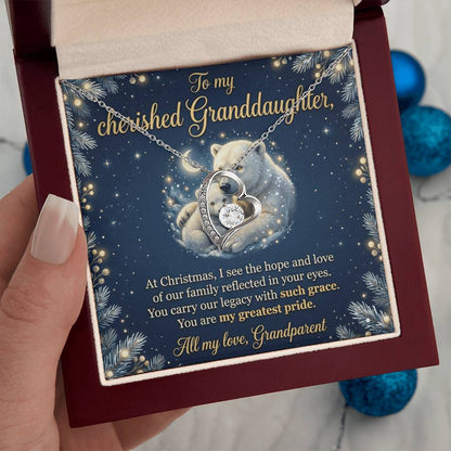 To My Granddaughter Necklace From Grandparent, Christmas Gift, Birthday Present For Her, My Greatest Pride Gift - Love Knot Necklace-LKN63044 (2)