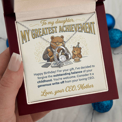 To My Daughter Necklace From Mother, Funny Birthday Gift, My Greatest Achievement, Love Knot Necklace-LKN25596