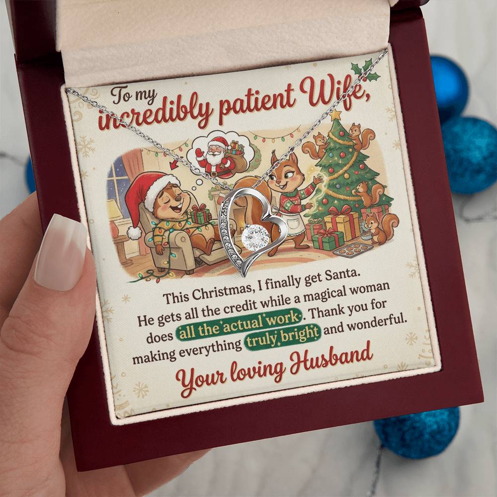 To My Wife Necklace From Husband, Funny Christmas Gift For Her, Xmas Present, Holiday Gift For Wife, Love Knot Necklace-LKN80474