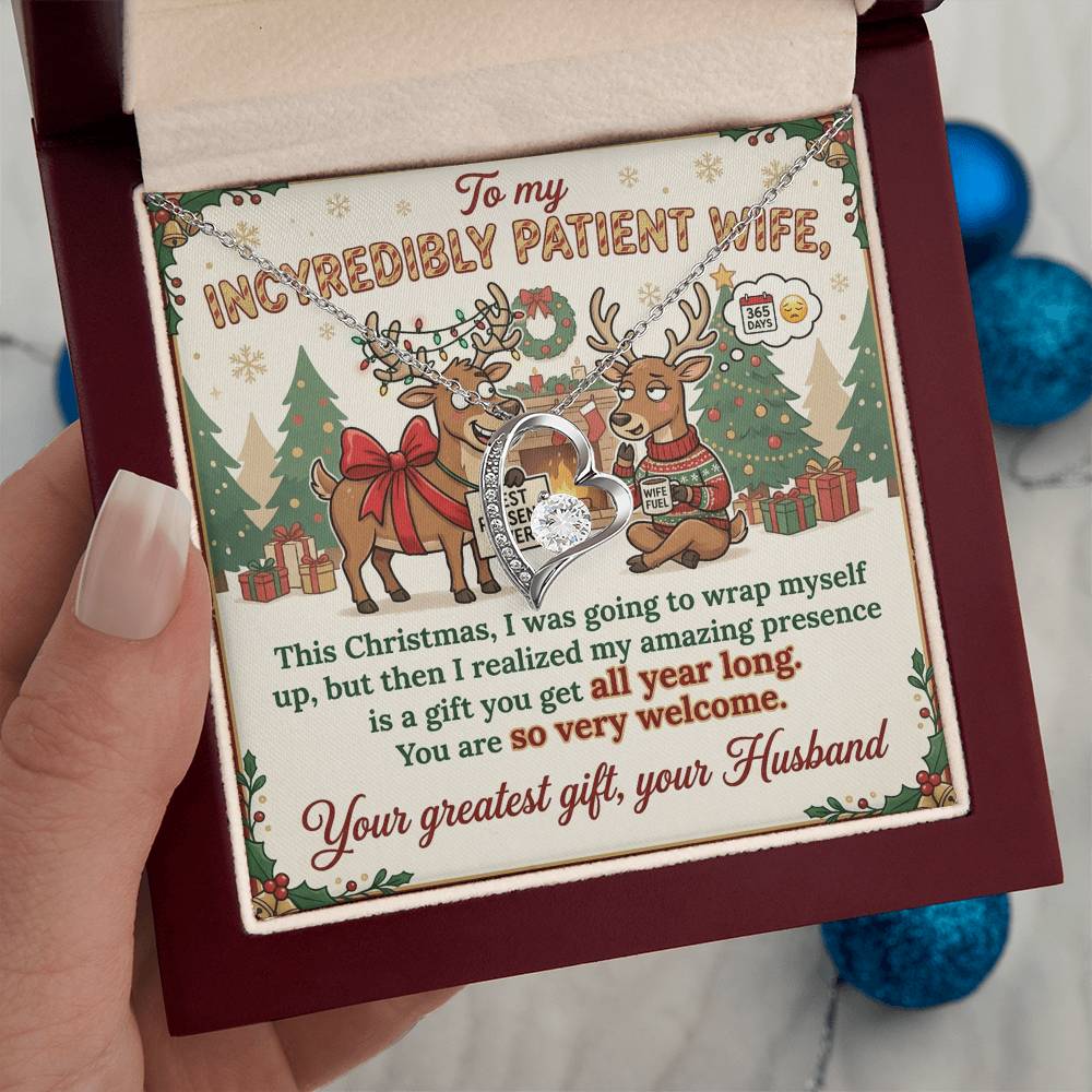 To My Wife Necklace From Husband, Funny Christmas Gift, Humorous Xmas Present for Her, Love Knot Necklace-LKN57871