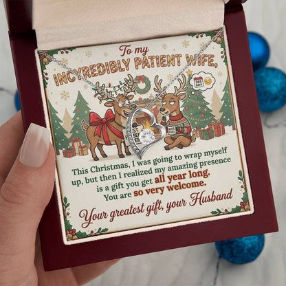 To My Wife Necklace From Husband, Funny Christmas Gift, Humorous Xmas Present for Her, Love Knot Necklace-LKN57871