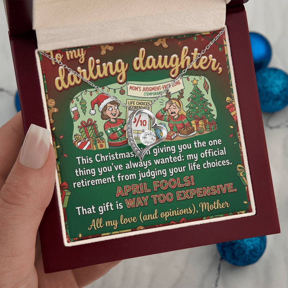 To My Daughter Necklace From Mother, Funny Christmas Gift, Sarcastic Xmas Present for Daughter, Humorous Jewelry, Love Knot Necklace-LKN19225