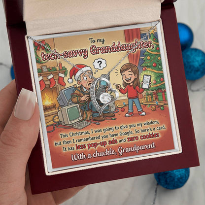 To My Granddaughter Necklace From Grandparent - Funny Christmas Gift, Humorous Tech-Savvy Granddaughter Xmas Present - Love Knot Necklace-LKN45469