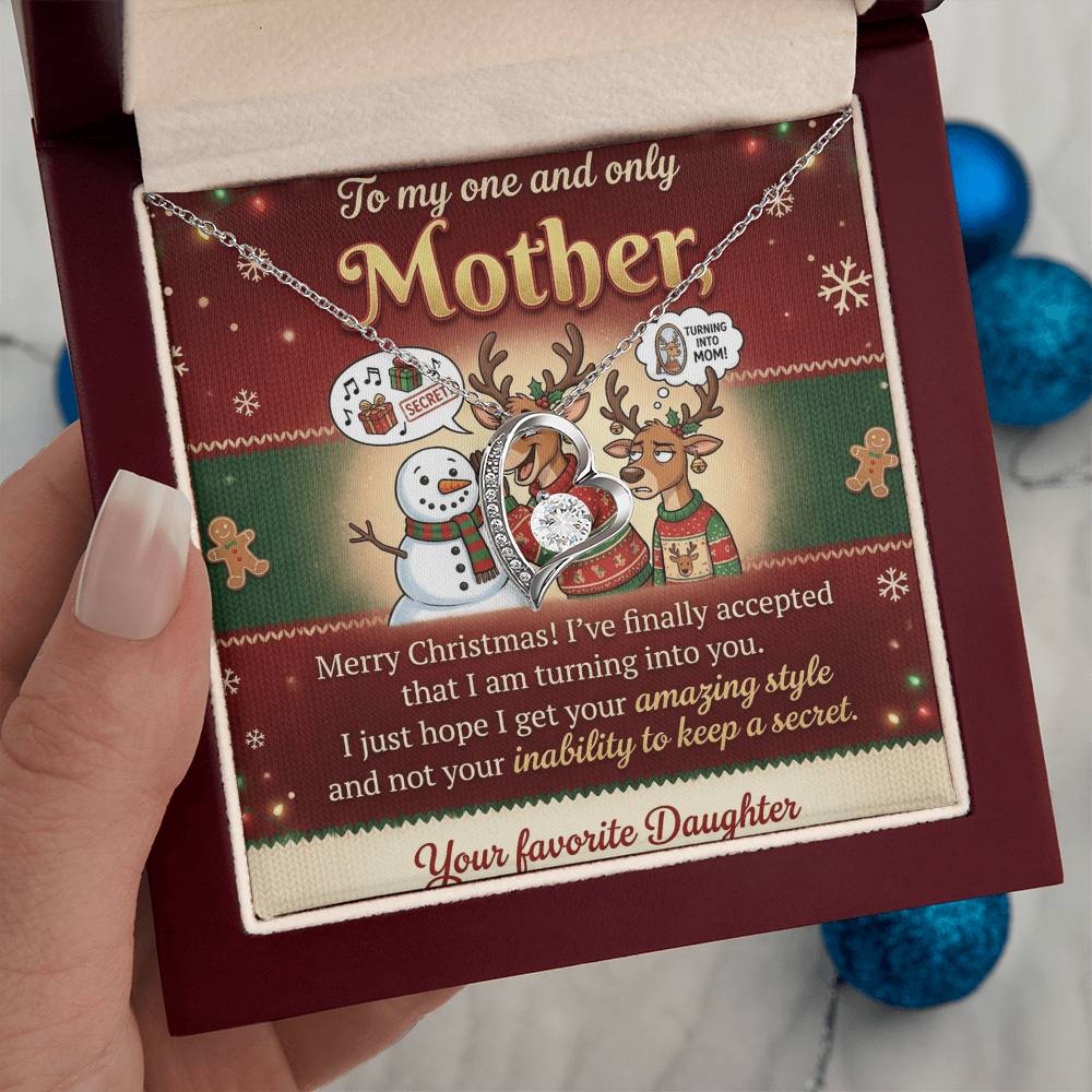 To My Mother Necklace From Daughter, Funny Christmas Gift for Mom, Holiday Present - Love Knot Necklace-LKN61833