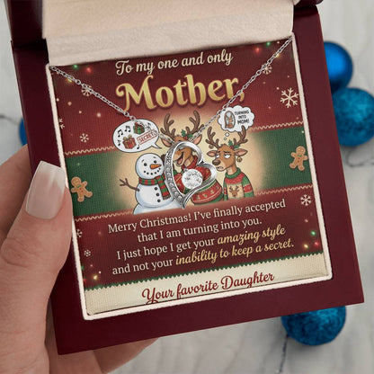 To My Mother Necklace From Daughter, Funny Christmas Gift for Mom, Holiday Present - Love Knot Necklace-LKN61833