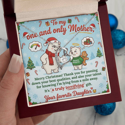 To My Mother Necklace From Daughter, Funny Christmas Gift for Mom, Holiday Present, Mother's Day Gift Idea - Love Knot Necklace-LKN22840
