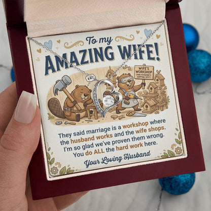 To My Wife Necklace From Husband, Funny Anniversary Gift for Her, Wife Birthday Gift - Love Knot Necklace-LKN49192