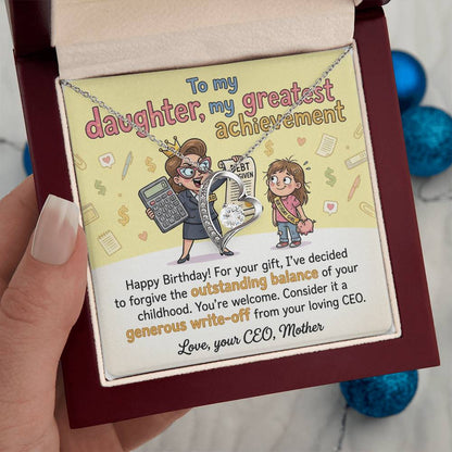 To My Daughter Necklace From Mother, Funny Happy Birthday Gift, CEO Mom Gift For Her - Love Knot Necklace-LKN28995