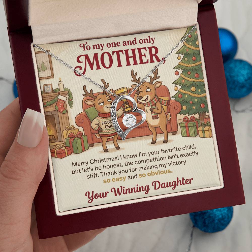 To My Mother Necklace From Daughter, Funny Favorite Child Christmas Gift, Xmas Present for Mom - Love Knot Necklace-LKN75523