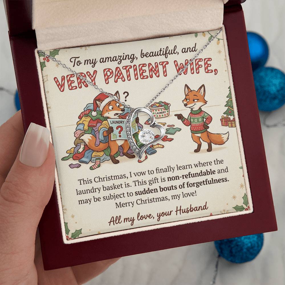 To My Wife Necklace From Husband, Funny Christmas Gift, Humorous Present for Patient Wife, Laundry Joke Gift, Love Knot Necklace-LKN17079