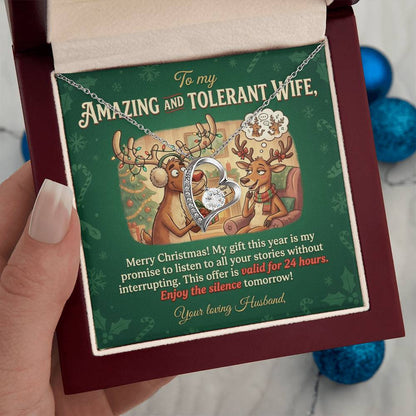 To My Wife Necklace From Husband, Funny Christmas Gift, Holiday Present for Her, Amazing Wife Gift - Love Knot Necklace-LKN39938