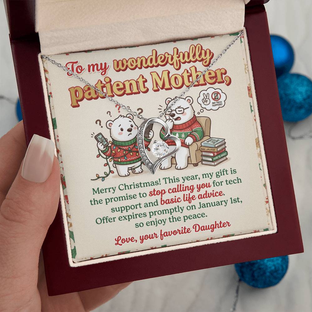 To My Mother Necklace From Daughter, Funny Christmas Gift For Mom, Holiday Gift For Patient Mother - Love Knot Necklace-LKN41986