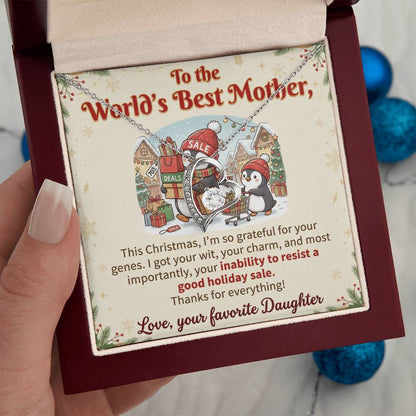 To My Mother Necklace From Daughter, Funny Christmas Gift For Mom, World's Best Mother, Birthday Gift Idea, Love Knot Necklace-LKN25516