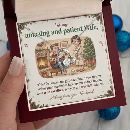 To My Wife Necklace From Husband, Funny Christmas Gift, Holiday Present for Her, Wife Christmas Gift - Love Knot Necklace-LKN97078