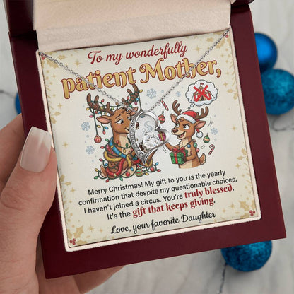 To My Mother Necklace From Daughter, Funny Christmas Gift For Mom, Xmas Present, Birthday Gift - Love Knot Necklace-LKN36317